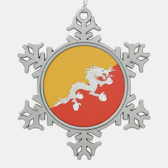 Ornement de flocon de neige avec drapeau du Bhouta (Devant)