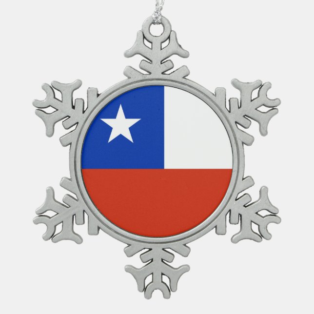 Ornement de flocon de neige avec drapeau du Chili (Devant)