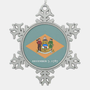 Ornement de flocon de neige avec drapeau du Delawa
