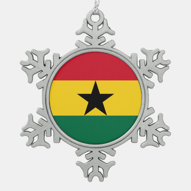 Ornement de flocon de neige avec drapeau du Ghana (Devant)