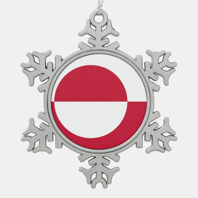 Ornement de flocon de neige avec drapeau du Groenl (Devant)