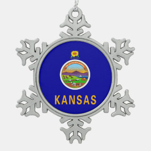 Ornement de flocon de neige avec drapeau du Kansas