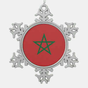Ornement de flocon de neige avec drapeau du Maroc