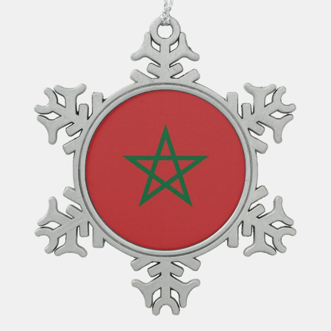 Ornement de flocon de neige avec drapeau du Maroc (Devant)