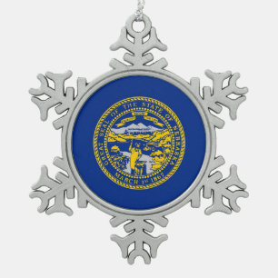 Ornement de flocon de neige avec drapeau du Nebras
