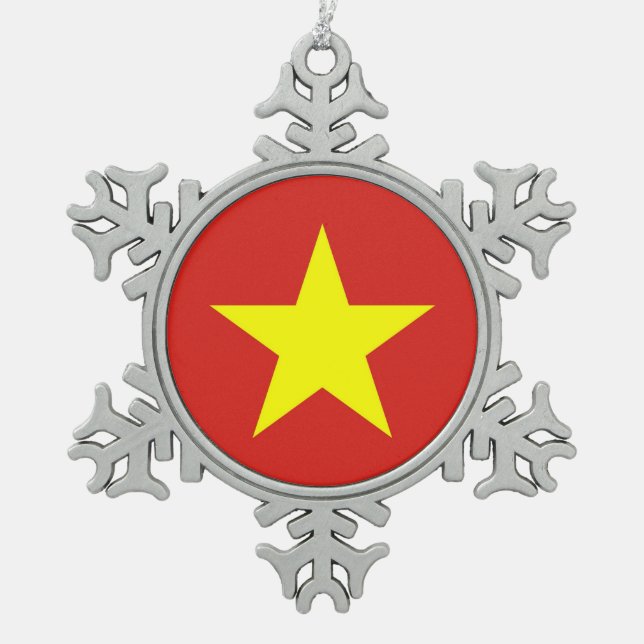 Ornement de flocon de neige avec drapeau du Vietna (Devant)