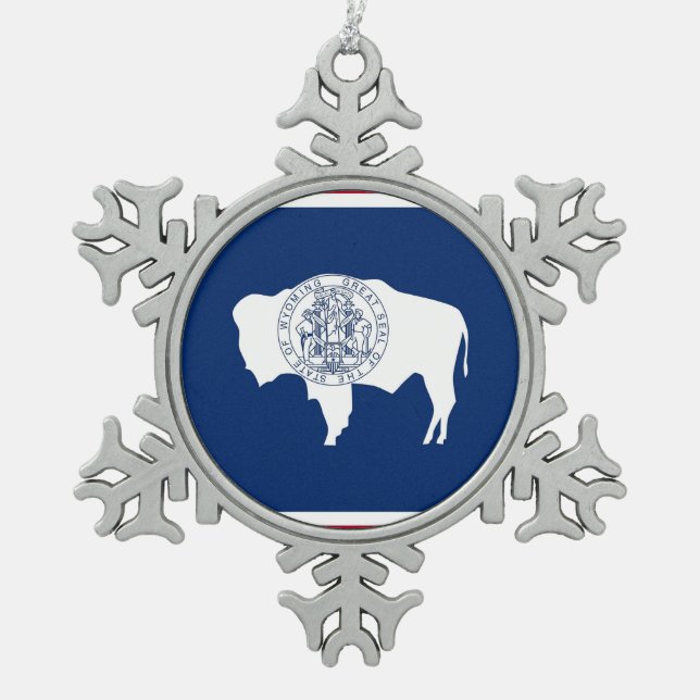 Ornement de flocon de neige avec drapeau du Wyomin (Devant)
