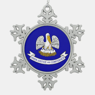 Ornement de flocon de neige avec drapeau Lousiana