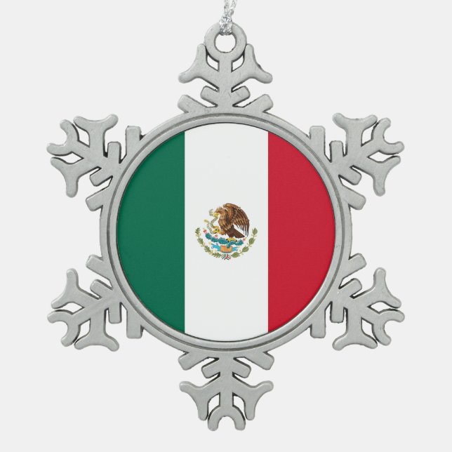 Ornement de flocon de neige avec drapeau mexicain (Devant)