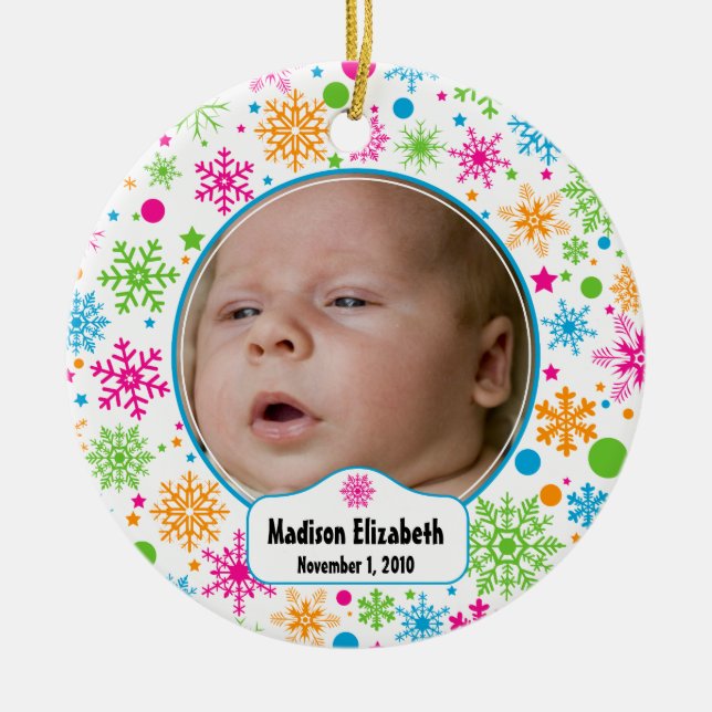 Ornement de flocon de neige coloré (Devant)