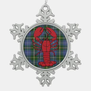 Ornement de flocon de neige de homard de tartan de