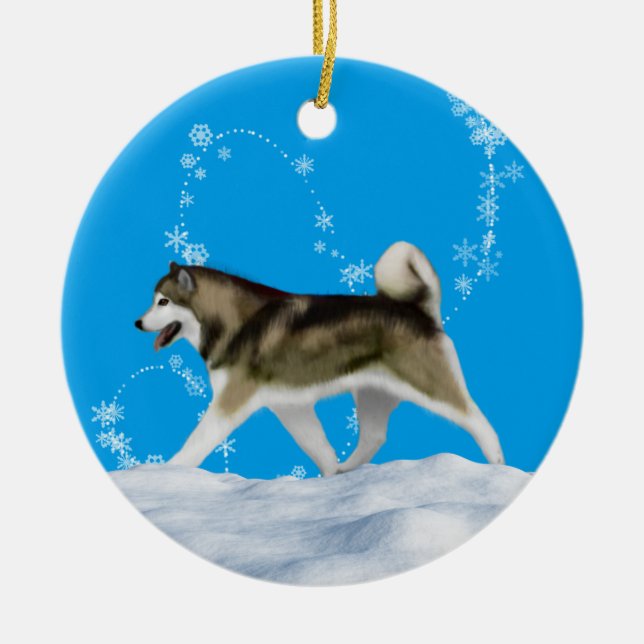 Ornement de flocon de neige de Malamute d'Alaska (Devant)