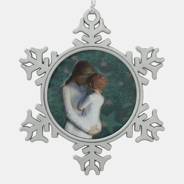 Ornement de flocon de neige d'étain de mère et de (Devant)