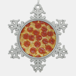 Ornement de flocon de neige d'étain de pizza