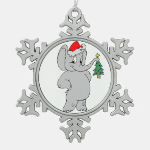 Ornement de flocon de neige d'étain/éléphant de
