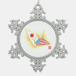 Ornement de flocon de neige en eau - Amitié Japon-