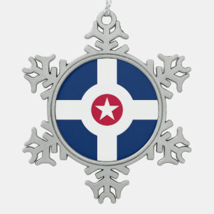 Ornement de flocon de neige en eau avec drapeau d'