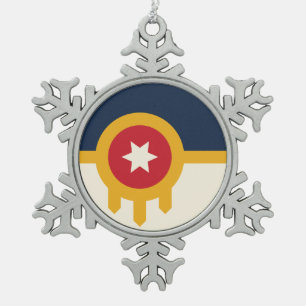 Ornement de flocon de neige en eau avec drapeau de