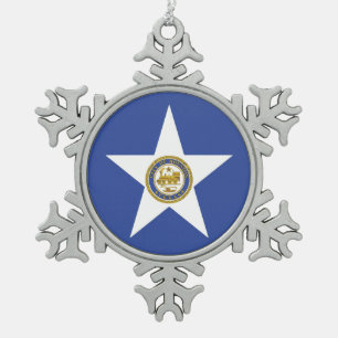 Ornement de flocon de neige en eau avec drapeau de