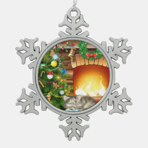 ornement de flocon de neige en étain de Noël.