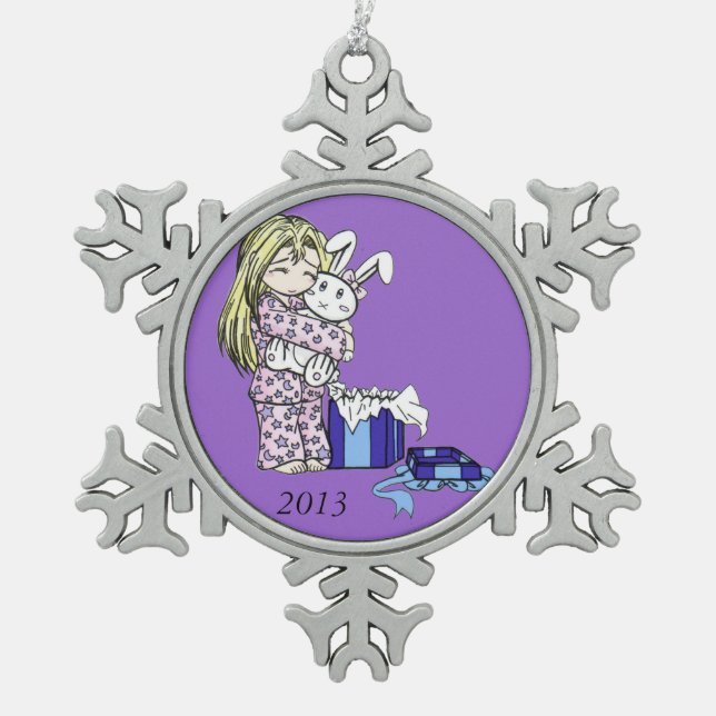Ornement de flocon de neige lapin de Noël (Devant)