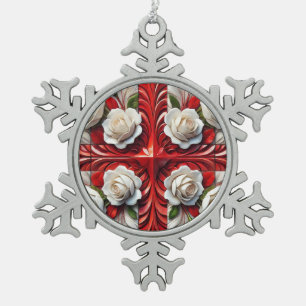 Ornement de flocon d'eau douce avec Rose anglais