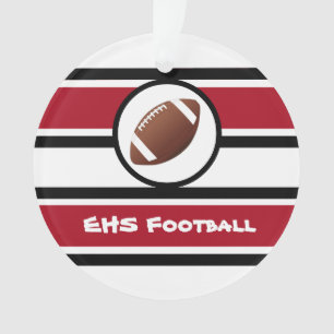 Ornement de football rouge et noir personnalisé