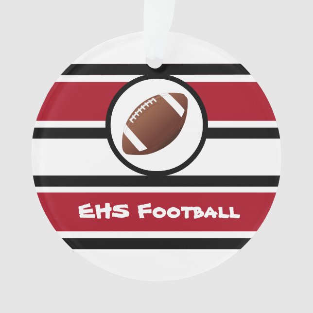 Ornement de football rouge et noir personnalisé (devant)