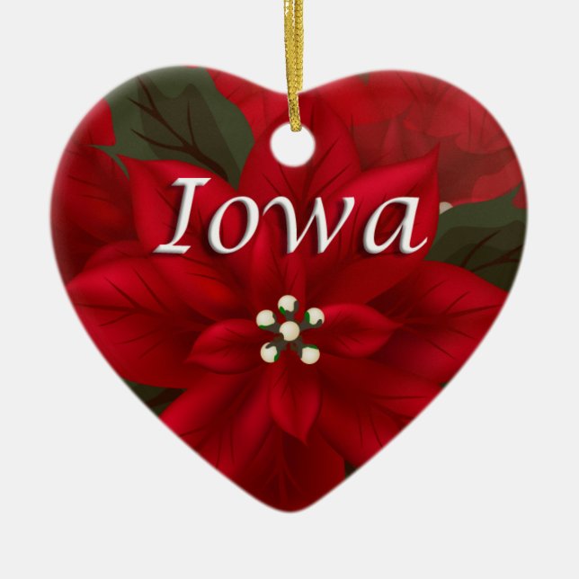Ornement de gardiens de coeur de l'Iowa Red Poinse (Devant)