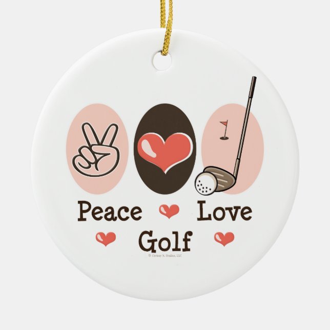Ornement de golf d'amour de paix (Devant)