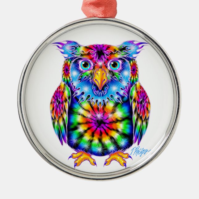 Ornement de hibou de colorant de cravate (Devant)