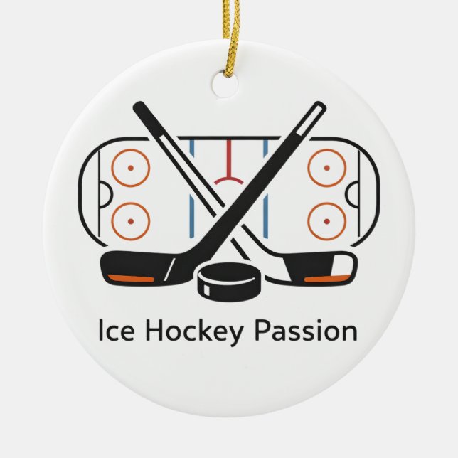 Ornement de hockey sur gazon avec nom blanc (Devant)