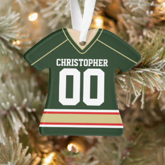 Ornement de Jersey de hockey sur mesure vert/or/ro