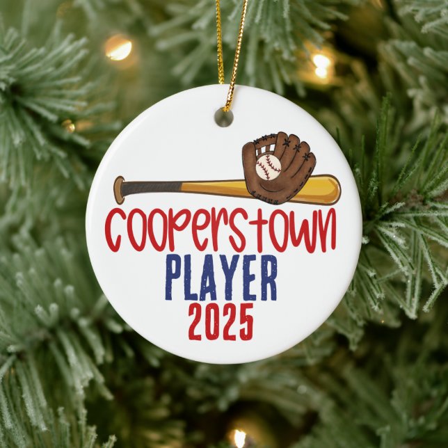 Ornement de joueur de baseball de Cooperstown de M (Arbre)