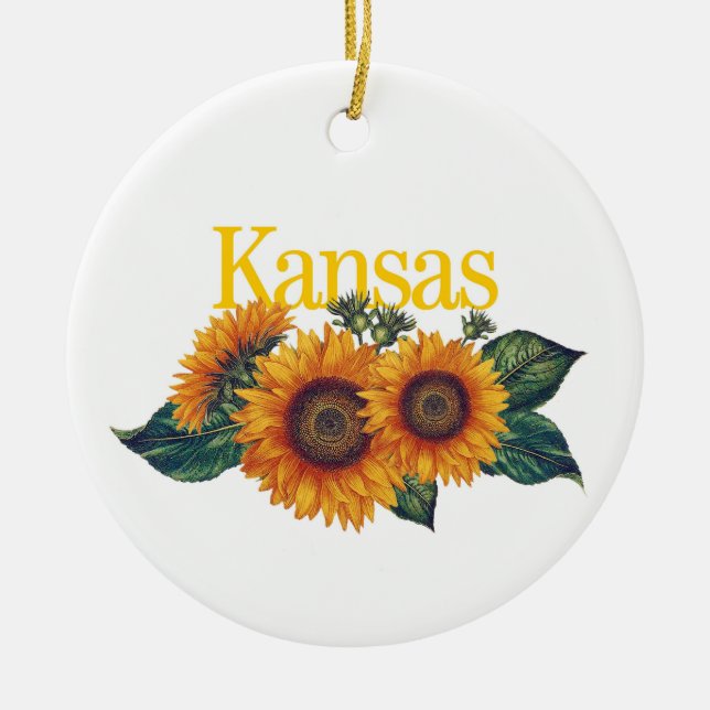 Ornement de Kansas personnalisable avec tournesol (Devant)