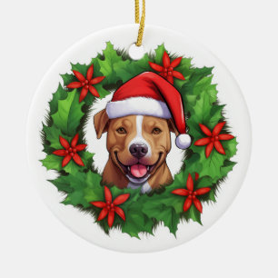 Ornement de la couronne de Noël Pit Bull