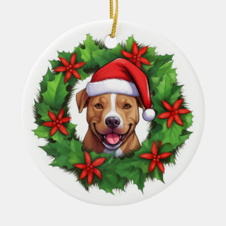 Ornement de la couronne de Noël Pit Bull
