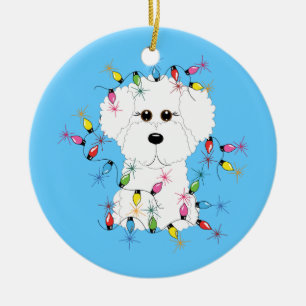 Ornement de lumières de Noël de Bichon Frise