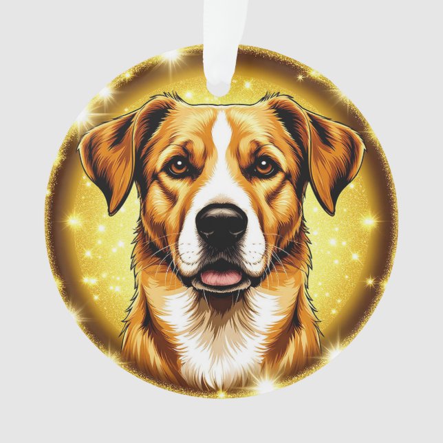 Ornement de Luxe Portrait de Chien Doré Esthétique (devant)