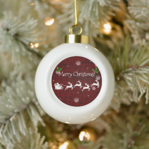 Ornement de manche et de rennes de Père Noël rouge