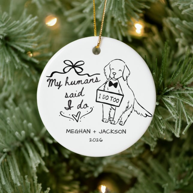 Ornement de mariage Golden Retriever (Arbre)
