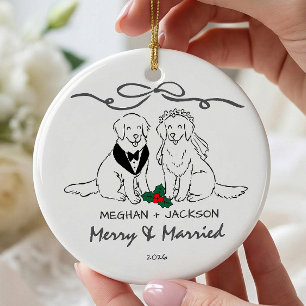 Ornement de mariage Golden Retriever