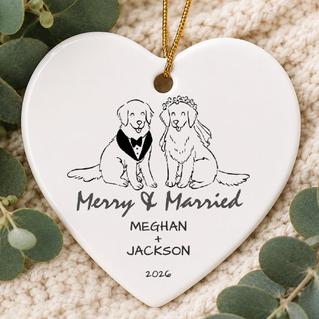 Ornement de mariage Golden Retriever (Créateur téléchargé)