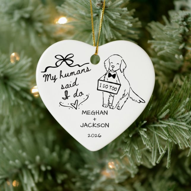 Ornement de mariage Golden Retriever (Arbre)