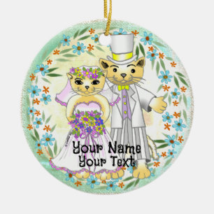Ornement de mariée et marié chat