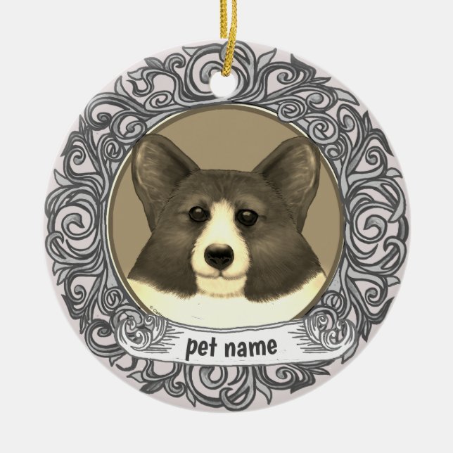 Ornement de mémoire affectueuse de chien Corgi gal (Devant)