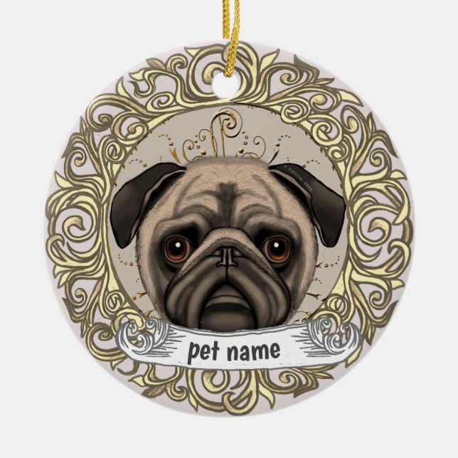 Ornement de mémoire aimante de chien Pug (Devant)