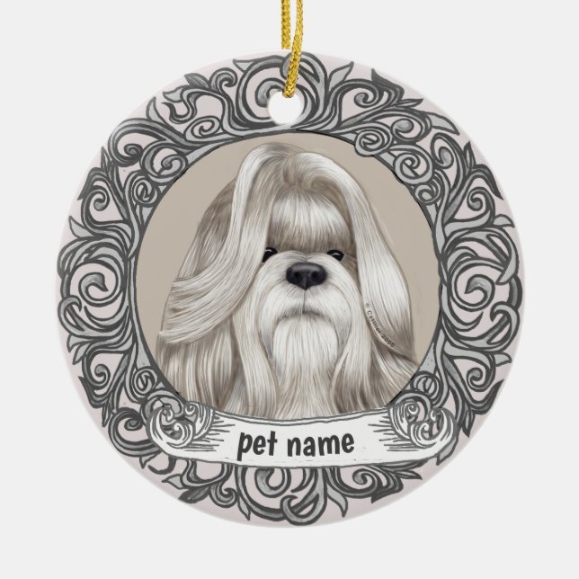 Ornement de mémoire aimante de chien Shih Tzu (Devant)