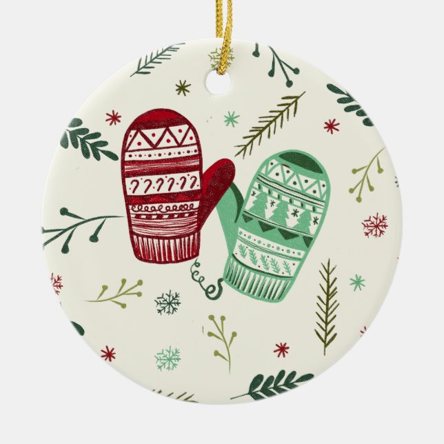 Ornement de mitaines de Noël (Devant)