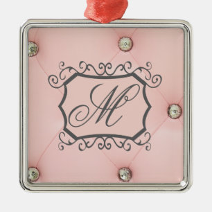 Ornement de monogramme à bille rose diamant